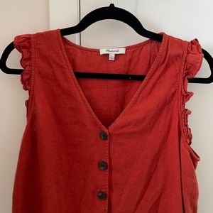 Red Madewell button in front tank top